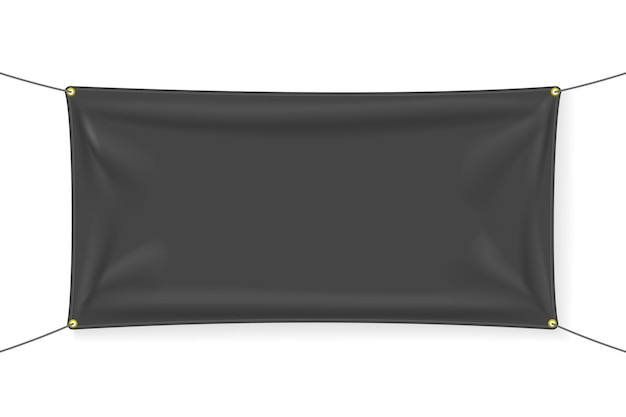 Black fabric banner template with folds