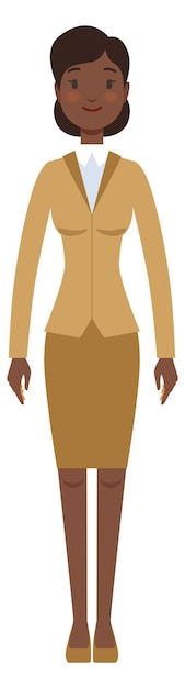 Vector black female character front view cartoon woman