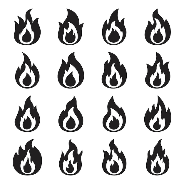 Black fire flame icon