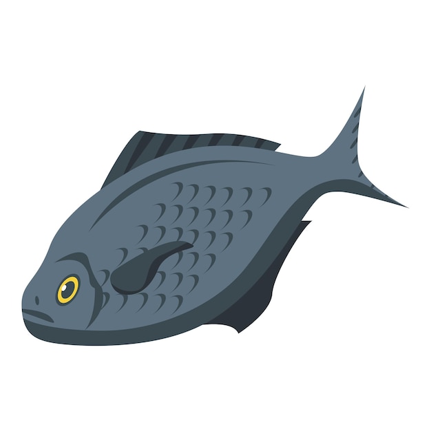Vector black fish icon isometric of black fish vector icon for web design isolated on white background