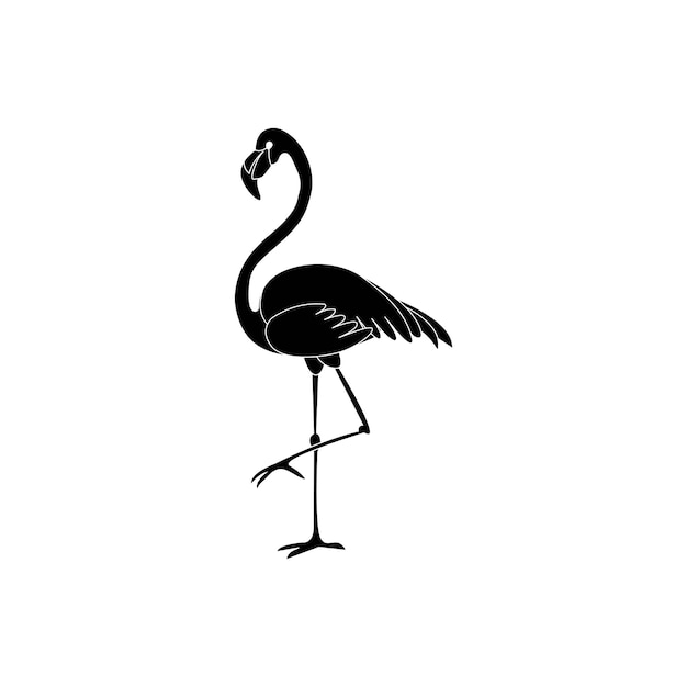 Black Flamingo logo icoon geïsoleerd op witte achtergrond
