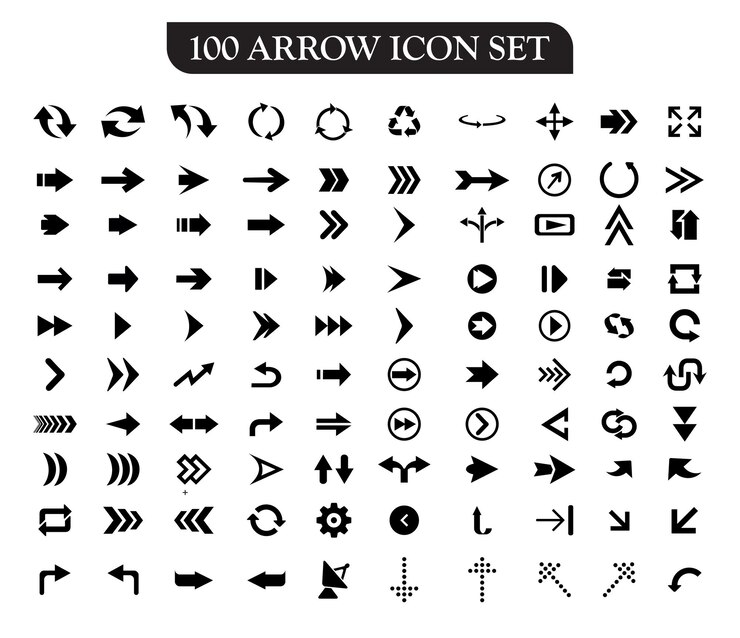 Black Flat design arrow collection