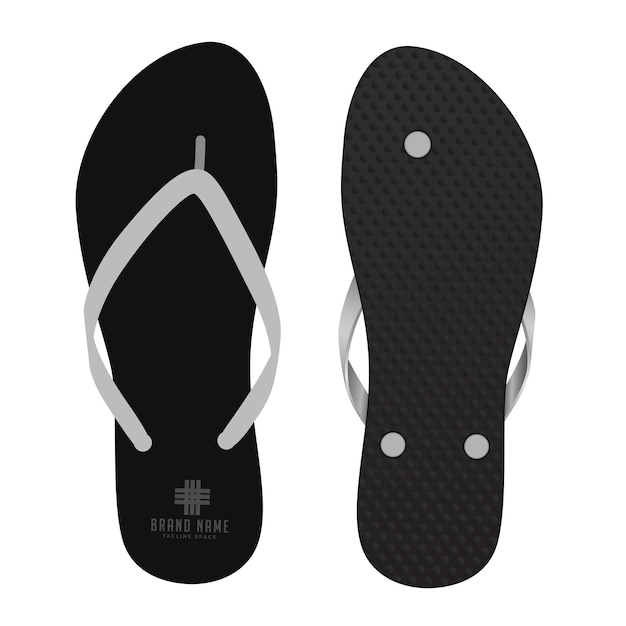 black flip flops mockup