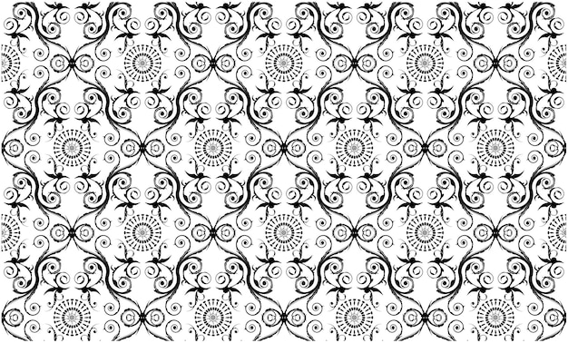 Black floral seamless pattern with shadow