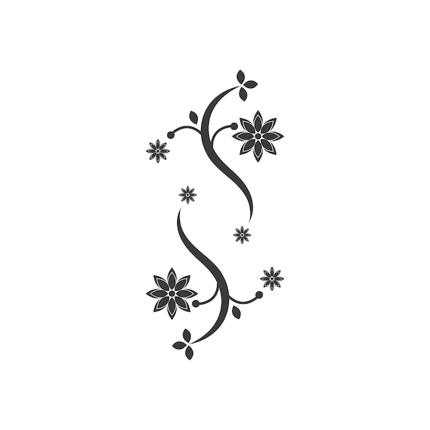 Vector black flower silhouette vector template illustration