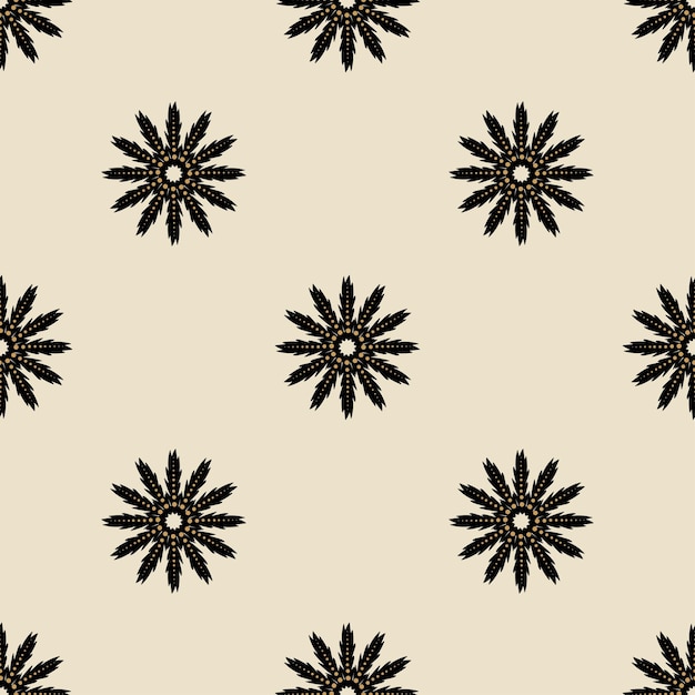 黒い花のベクトル図のシームレスなパターン