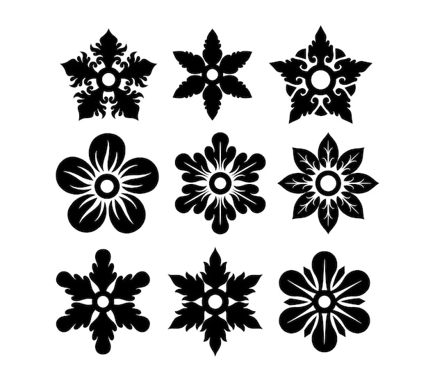 Vector black flowers ornament decoration