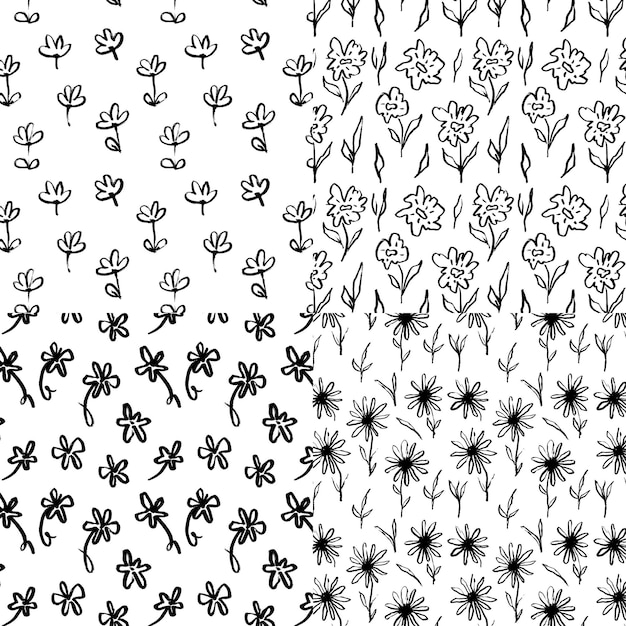 Black flowers patterns