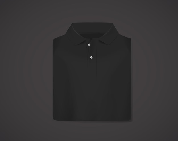 Black folded polo shirt mockup isolated