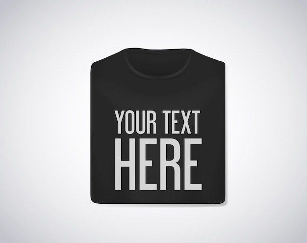 Black folded tshirt mockup isolated with lettering text for advertising