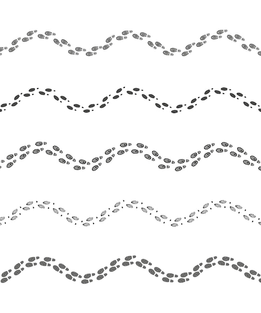 검은 발자국 실루엣 설정된 벡터