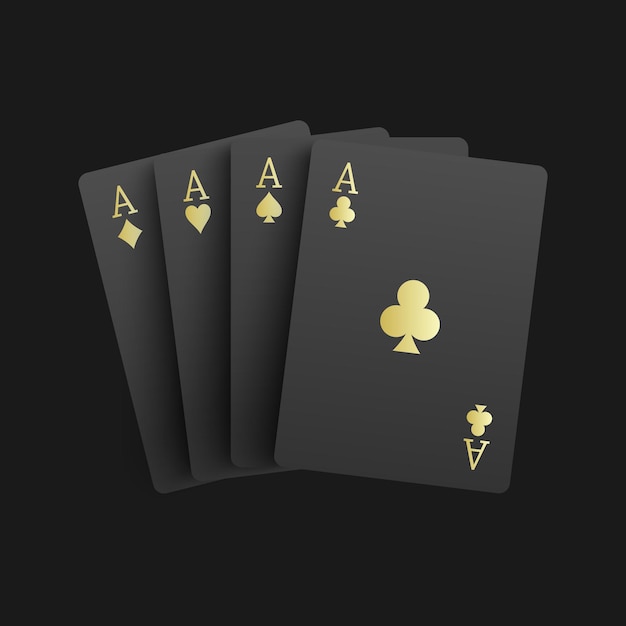 Vettore nero quattro assi poker card illustrazione vettoriale