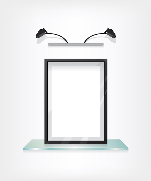 Vector black frame on glass shelf