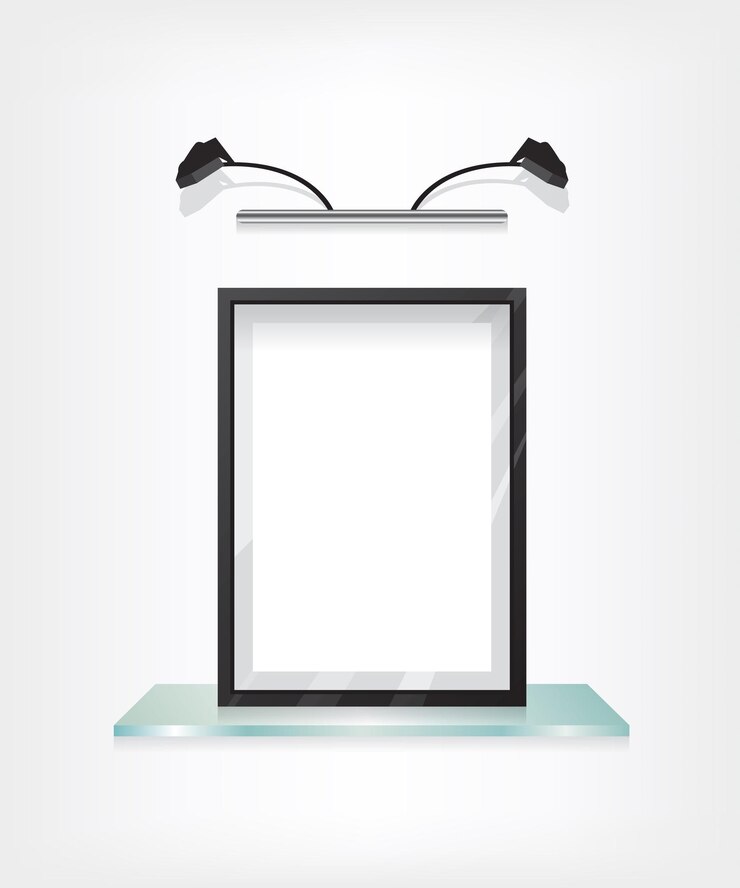Vector black frame on glass shelf