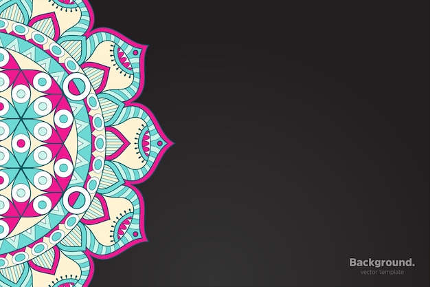 Black frame vector with Abstract oriental mandala