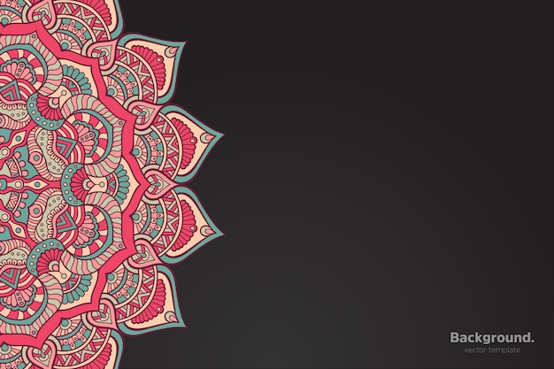 Black frame vector with Abstract oriental mandala