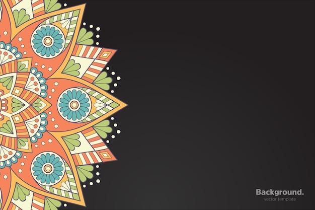 Black frame vector with Abstract oriental mandala