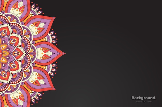 Black frame vector with abstract oriental mandala