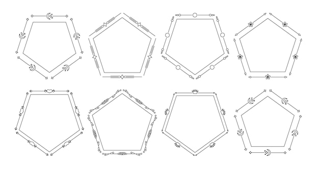 Вектор Черные рамки пятиугольника делителя на изолированном белом