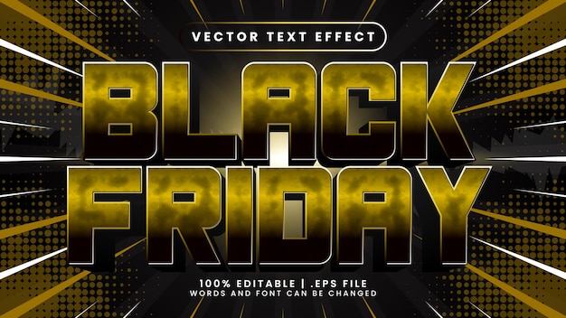 Black friday 3d bewerkbaar teksteffect met gele en zwarte tekststijl