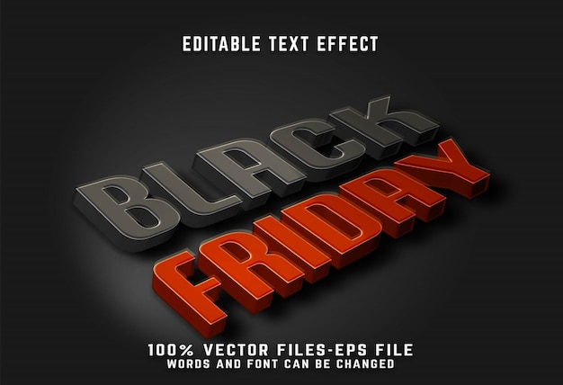 Black friday 3d bewerkbaar teksteffect premium psd
