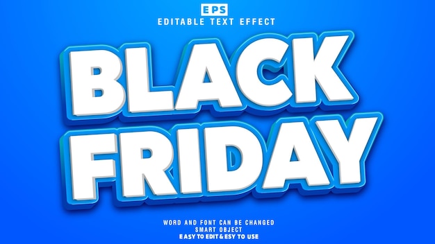 Black Friday 3d bewerkbare teksteffectvector met achtergrond