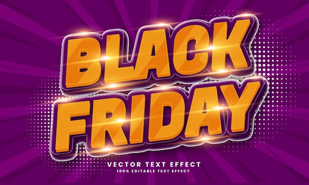 Black friday 3d effetto testo modificabile vettore premium con sfondo