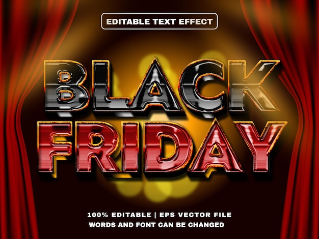 Black friday 3d effetti di testo modificabili vettori premium