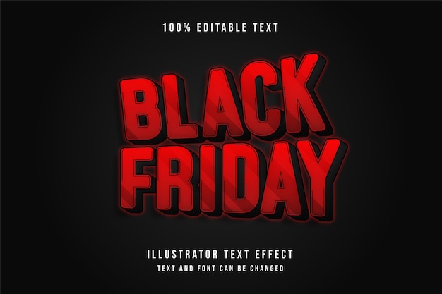 Black friday,3d editable text effect red gradation black neon style effect