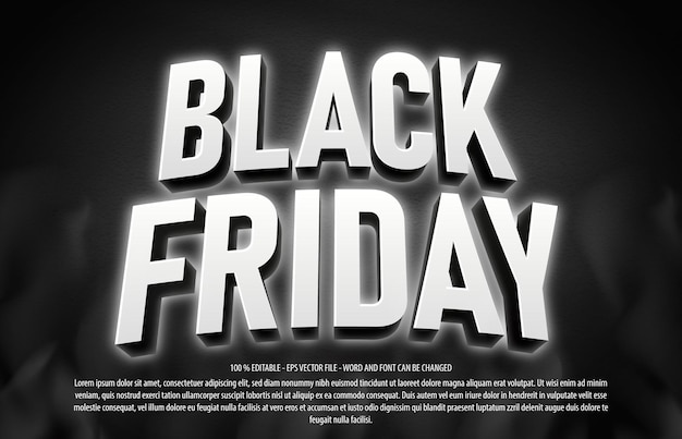 Black friday 3d editable text effect