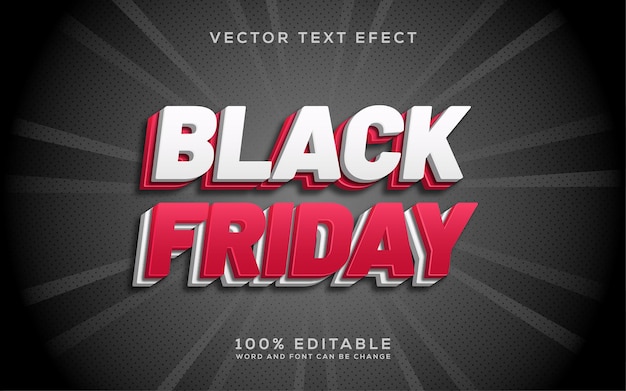 Black friday 3D-stijl bewerkbaar vector teksteffect