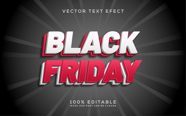 Black friday 3d-stijl bewerkbaar vector teksteffect