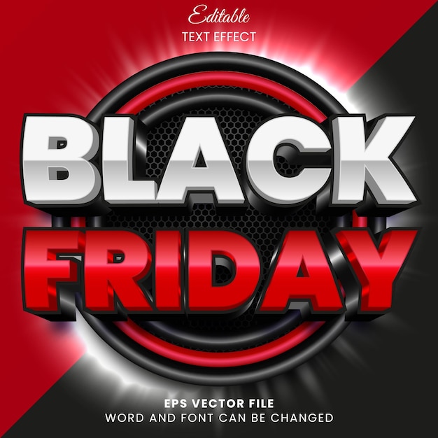 Effetto di testo vettoriale modificabile in stile black friday 3d