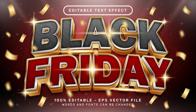 Vector black friday 3d text effect and editable text effect