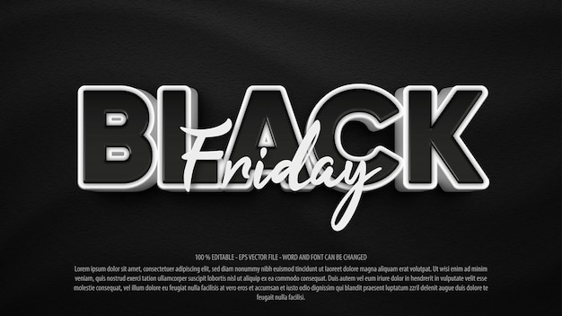 Black friday 3d vet bewerkbaar teksteffect