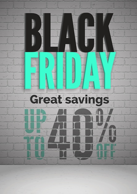 Vector black friday 40 percent off sale realistic  poster template. shopping great savings. special offers for customers promotion. seasonal discounts advertising banner layout