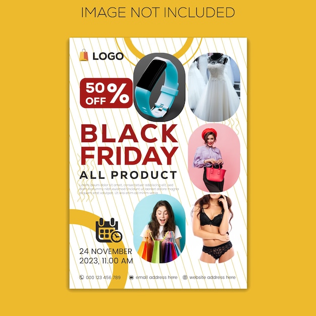 Vector black friday a4 poster of a5 flyer ontwerp met korting