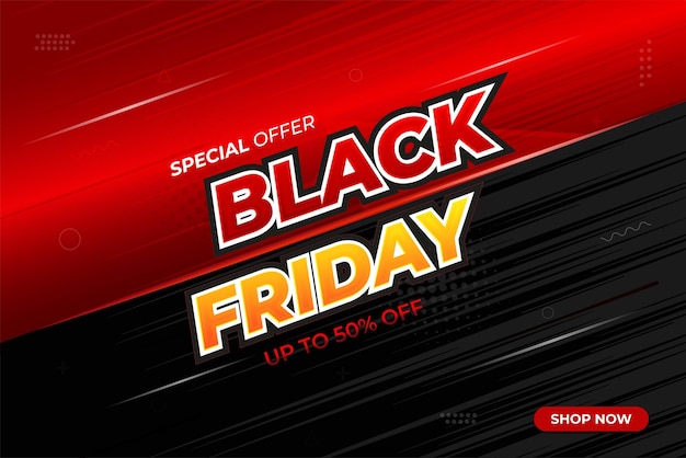 Vector black friday aanbieden verkoop banner promotie sjabloon met 3d tekst effect aanbieden banner