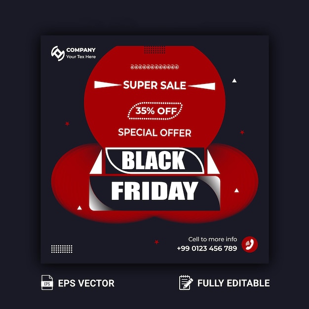 Vector black friday aanbieding verkoop bannerontwerp of black friday sale aanbieding vierkante flyer design