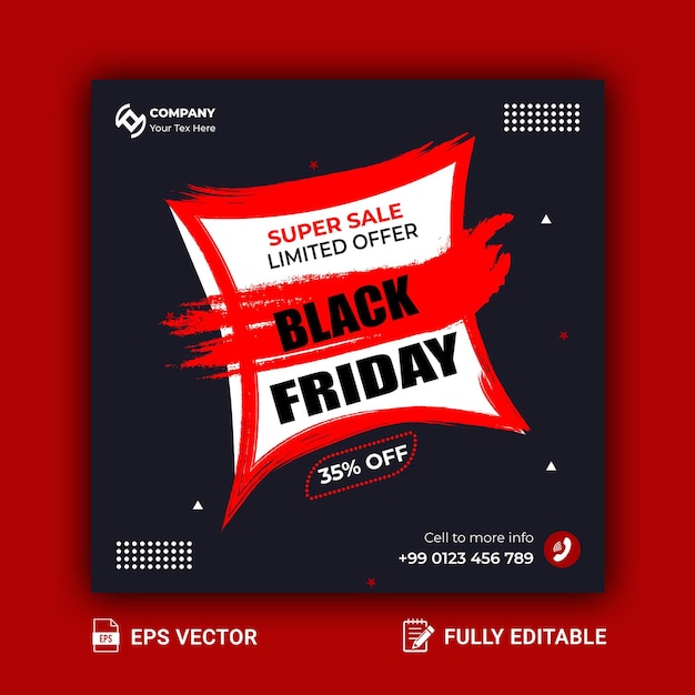 Vector black friday aanbieding verkoop bannerontwerp of black friday sale aanbieding vierkante flyer design