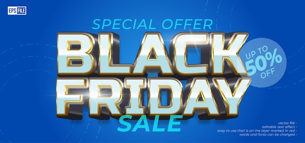 Black Friday-aanbiedingsbanner met bewerkbaar teksteffect in 3D-stijl