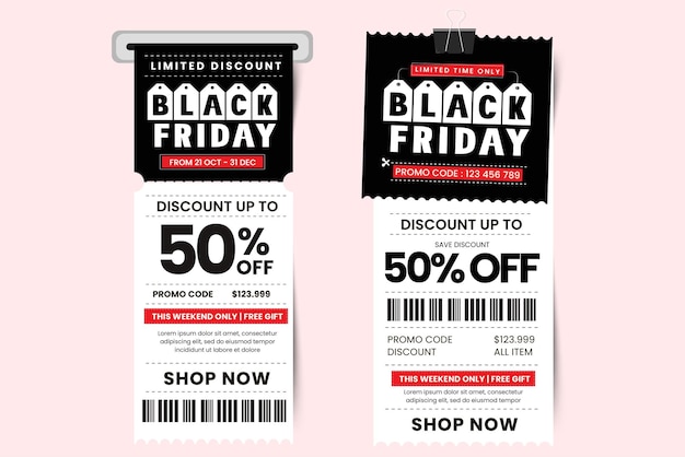 Black Friday-aanbiedingsbon of couponontwerpsjabloon