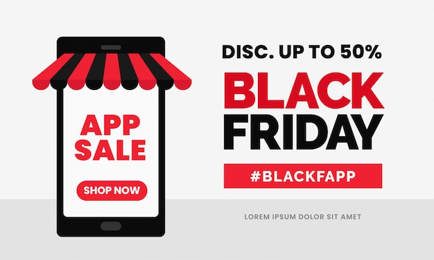 Black friday app sale discount banner template