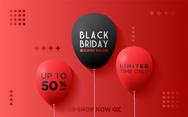 Vector black friday background with balloons