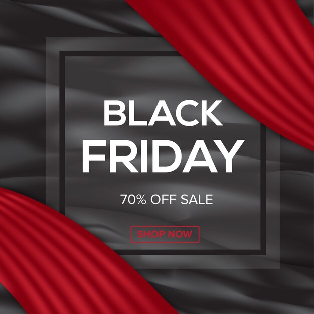 Black friday background with red wave