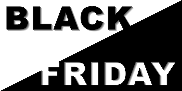 Black friday-banner, affiche. zwart en wit. papier gesneden stijl. horizontale indeling. vector.