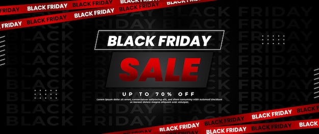 Black Friday banner design in black and red with light elements