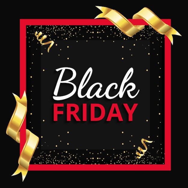 Black friday-banner met gouden deeltjes