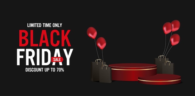 Black Friday-banner met productpodium