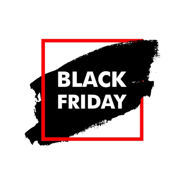 black friday banner sale promotion design with brush stroke black ink and red frame